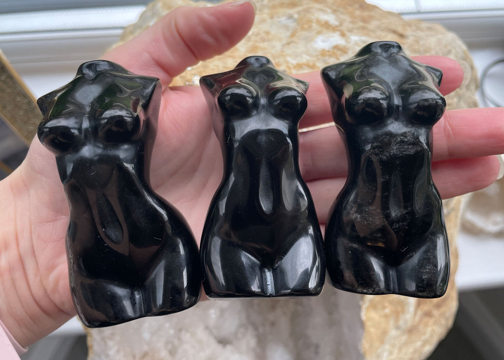 Black Obsidian Goddess/Woman's Body Carving