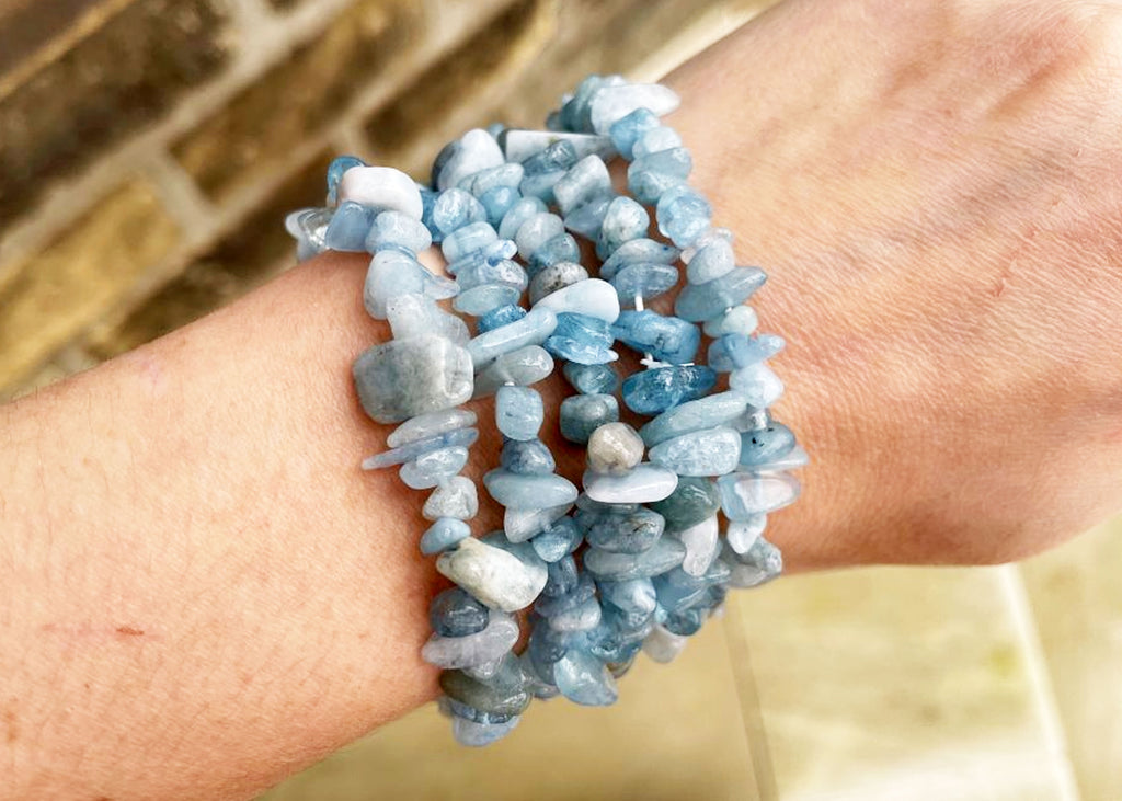 Aquamarine Crystal Chip Bracelet