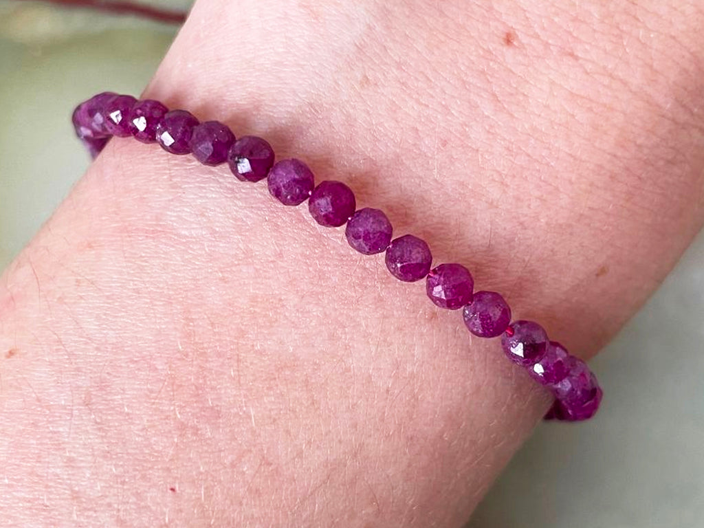 Ruby Faceted Bead Bracelet