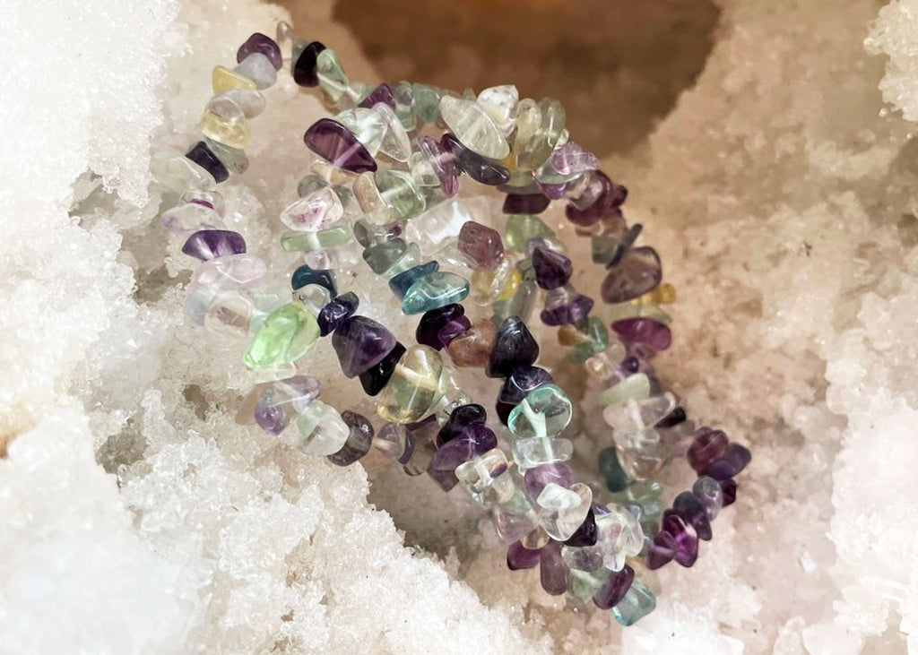 Rainbow Fluorite Crystal Chip Bracelet