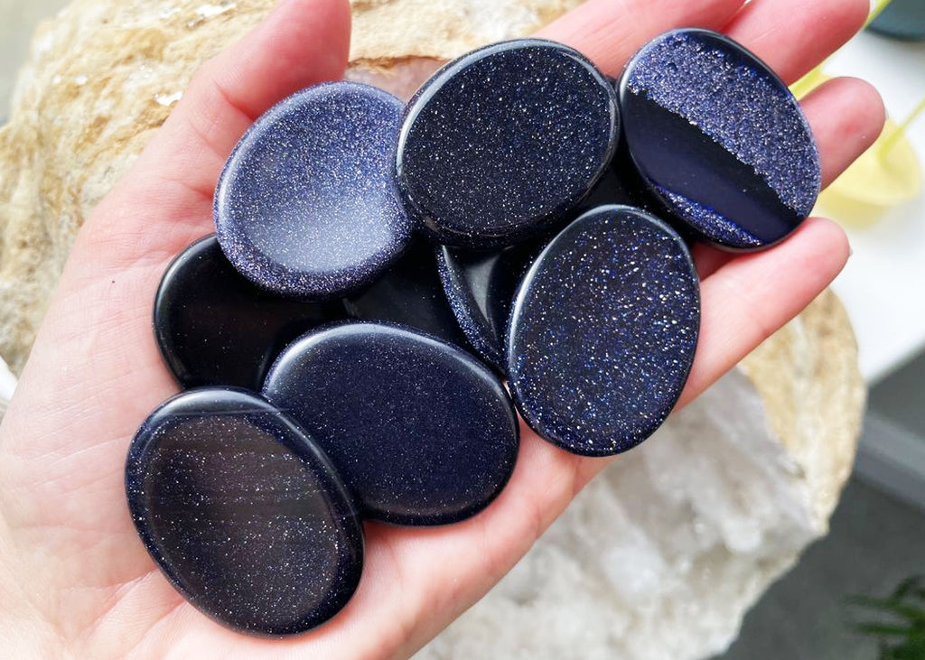 Blue Goldstone Oval Worry Stone