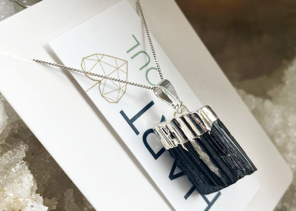 Black Tourmaline Pendant On 925 Silver Chain