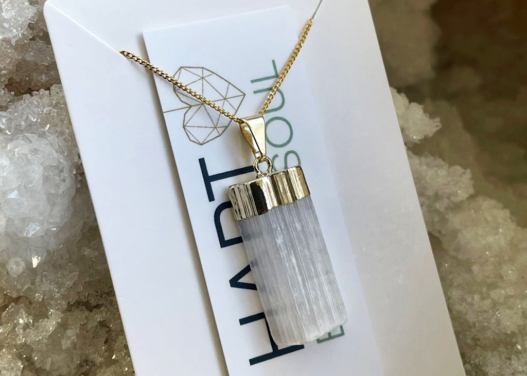 Selenite Pendant On Gold Vermeil Chain