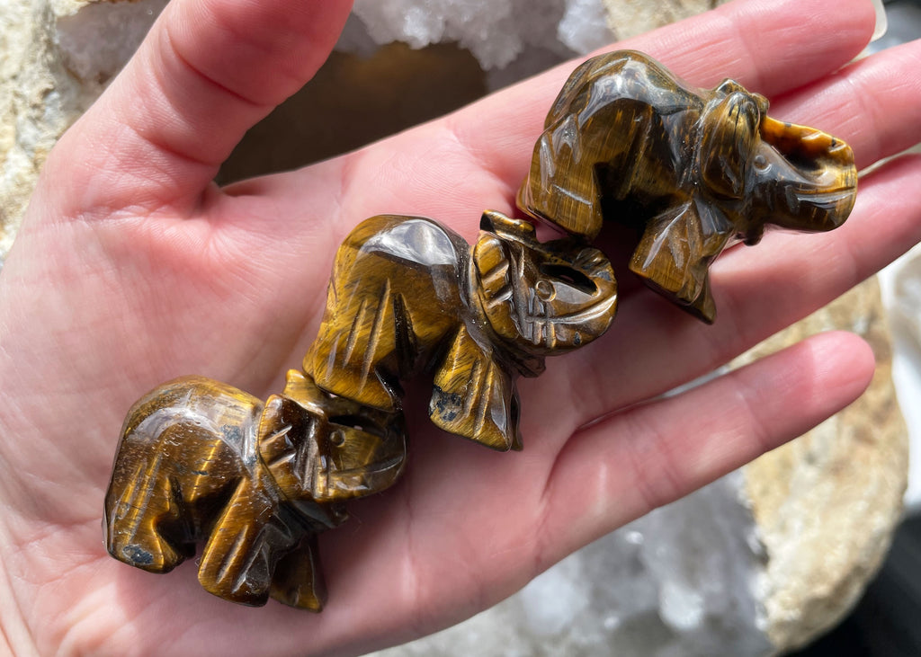 Carved And Polished Tiger's Eye Elephant