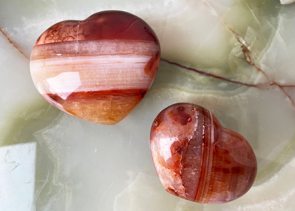 Polished Banded Carnelian Heart