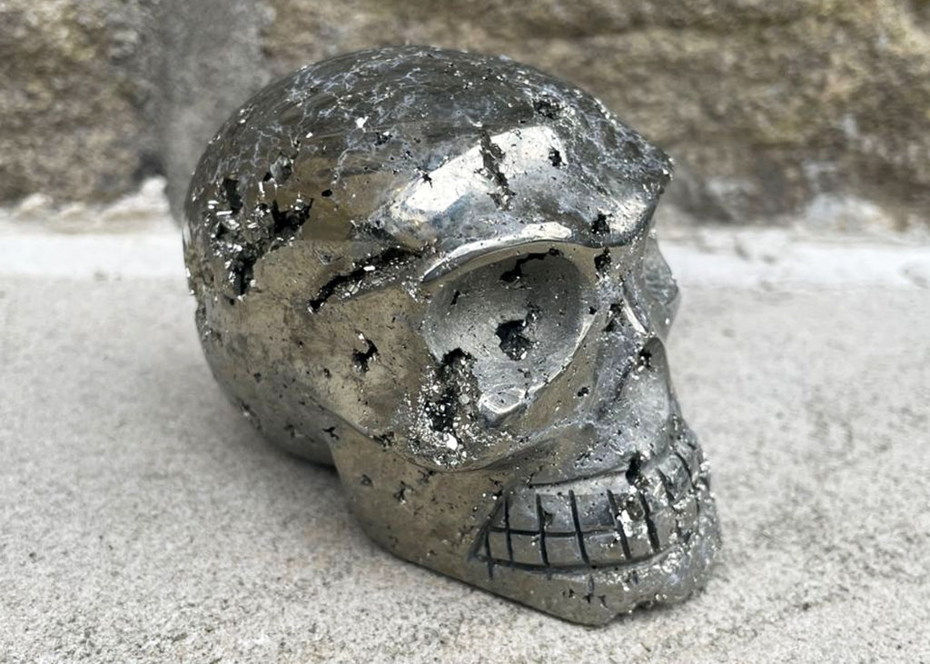 Large Druzy Pyrite Skull