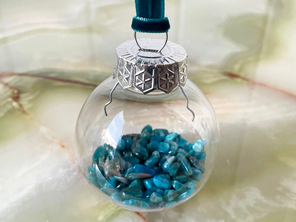 Blue Apatite Crystal Christmas Tree Bauble