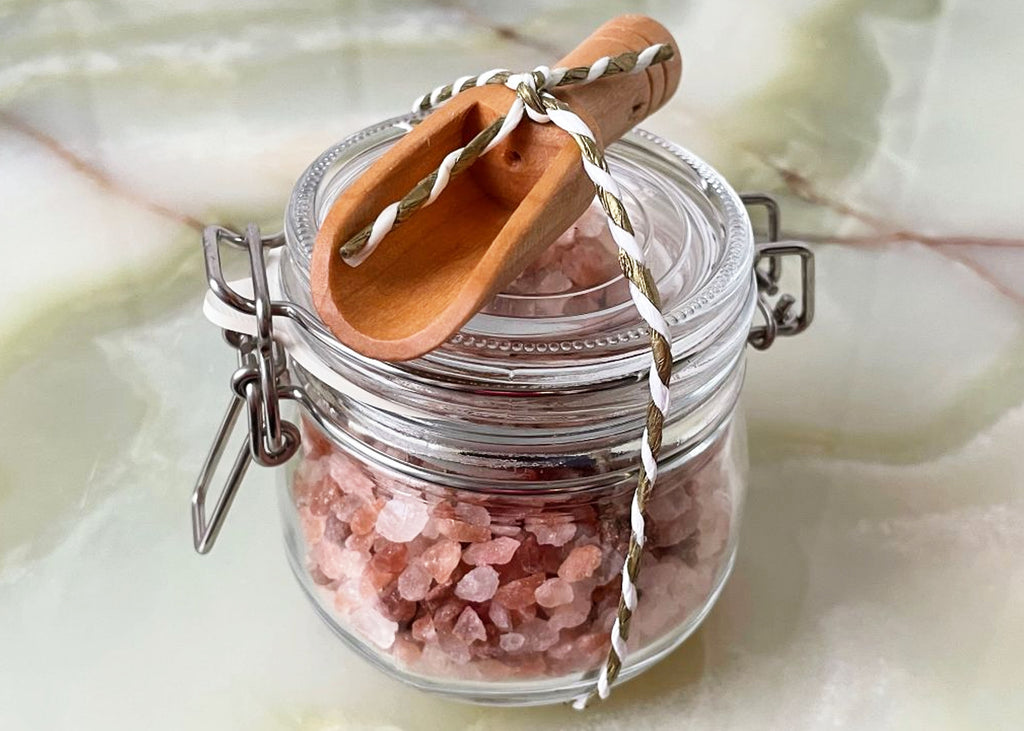 Pink Himalayan Bath Salts Jar And Spoon