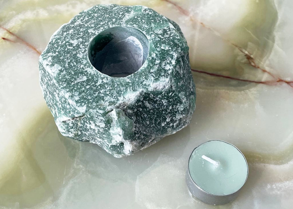 Green Aventurine Crystal Candle Holder