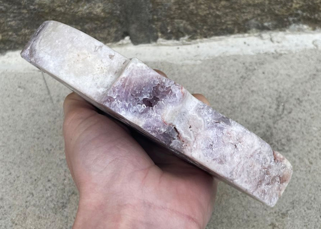Carved And Polished Pink Amethyst Druzy Bat