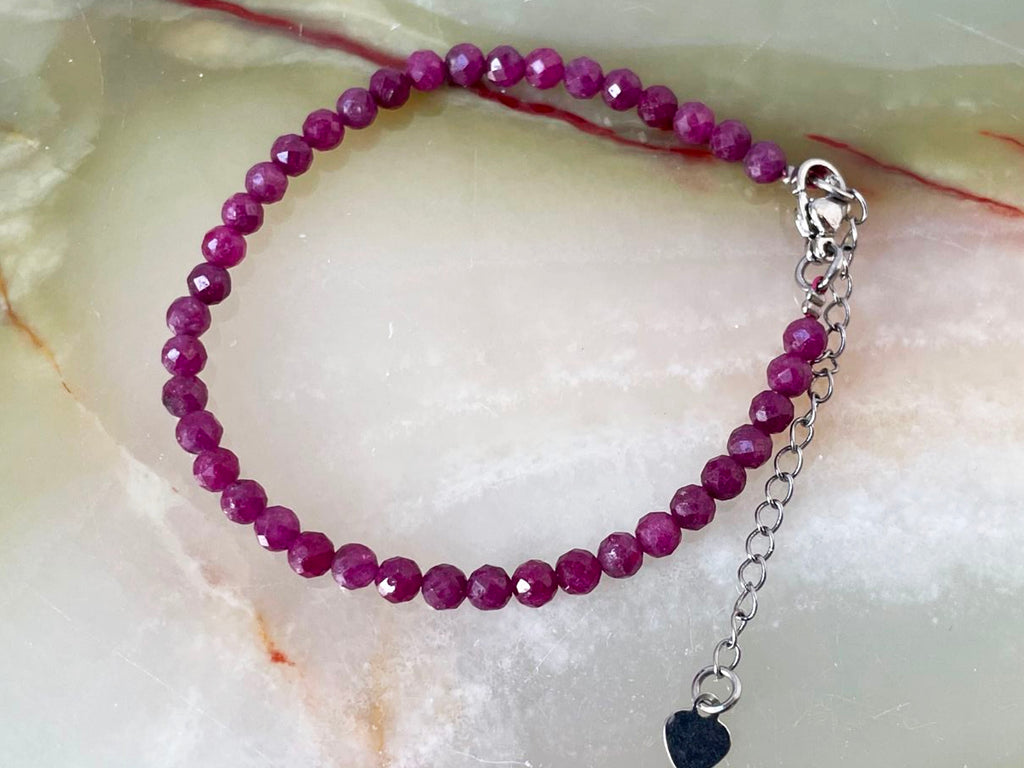 Ruby Faceted Bead Bracelet