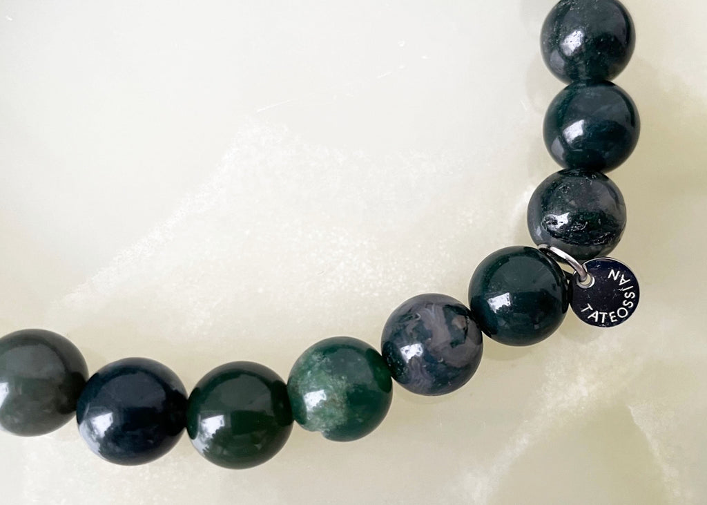 Mens Tateossian Moss Agate Beaded Bracelet