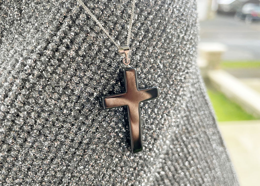 Hematite Cross Pendant On 925 Silver Chain