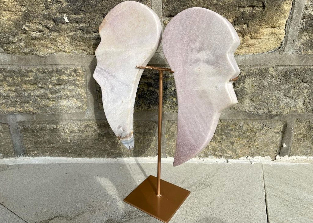 Pink Amethyst Wings On Rose Gold Stand