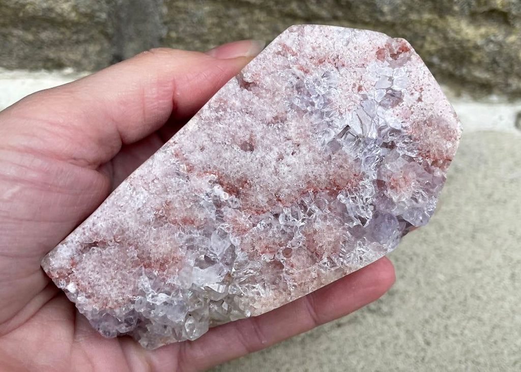 Carved And Polished Druzy Pink Amethyst Coffin