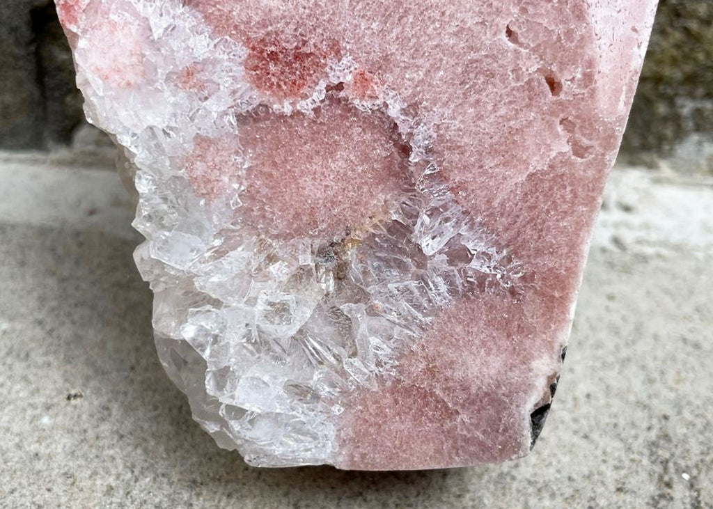 Carved And Polished Druzy Pink Amethyst Coffin