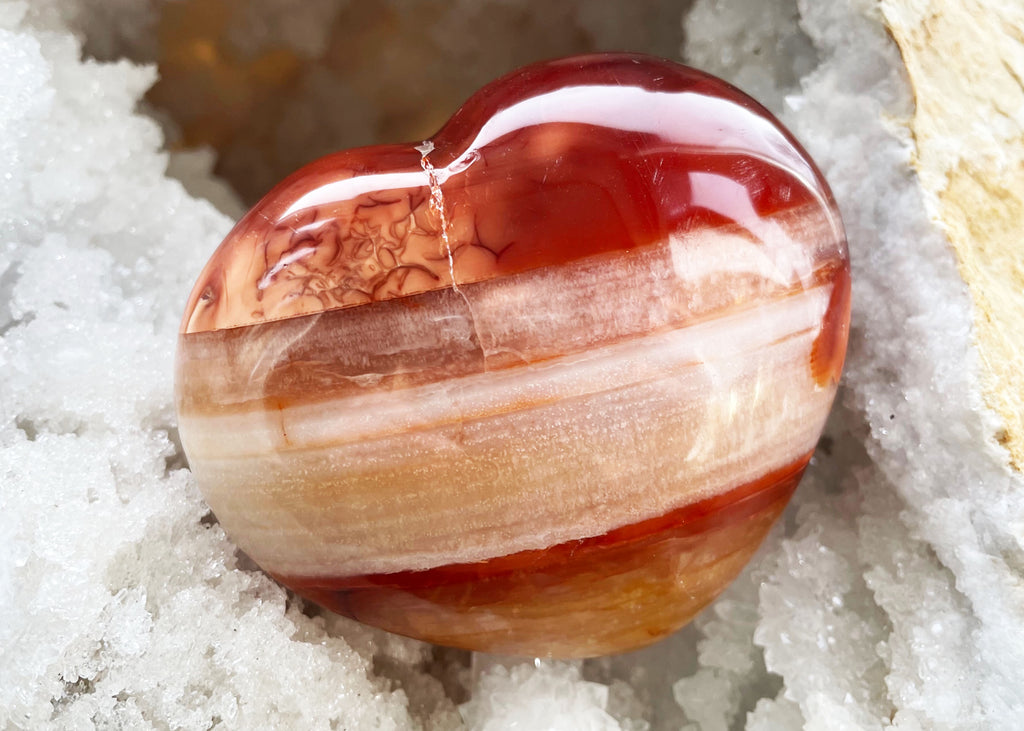 Polished Banded Carnelian Heart