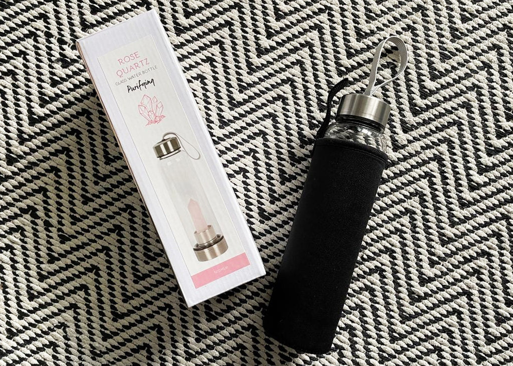 Rose Quartz Purifying Glass Water Bottle