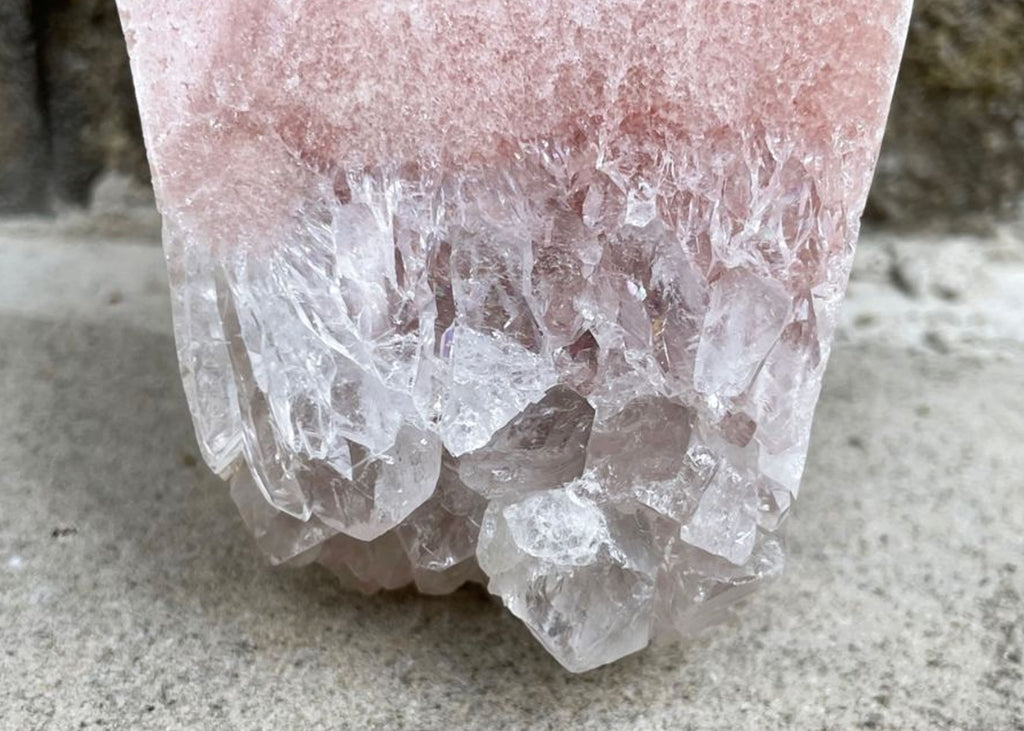 Carved And Polished Druzy Pink Amethyst Coffin
