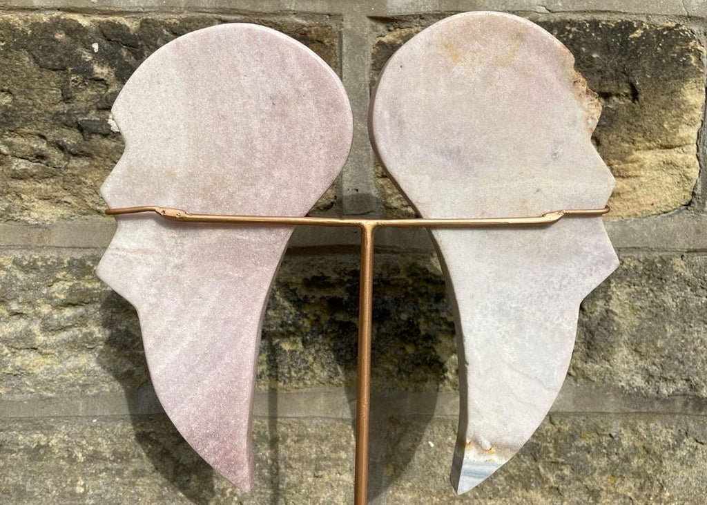 Pink Amethyst Wings On Rose Gold Stand