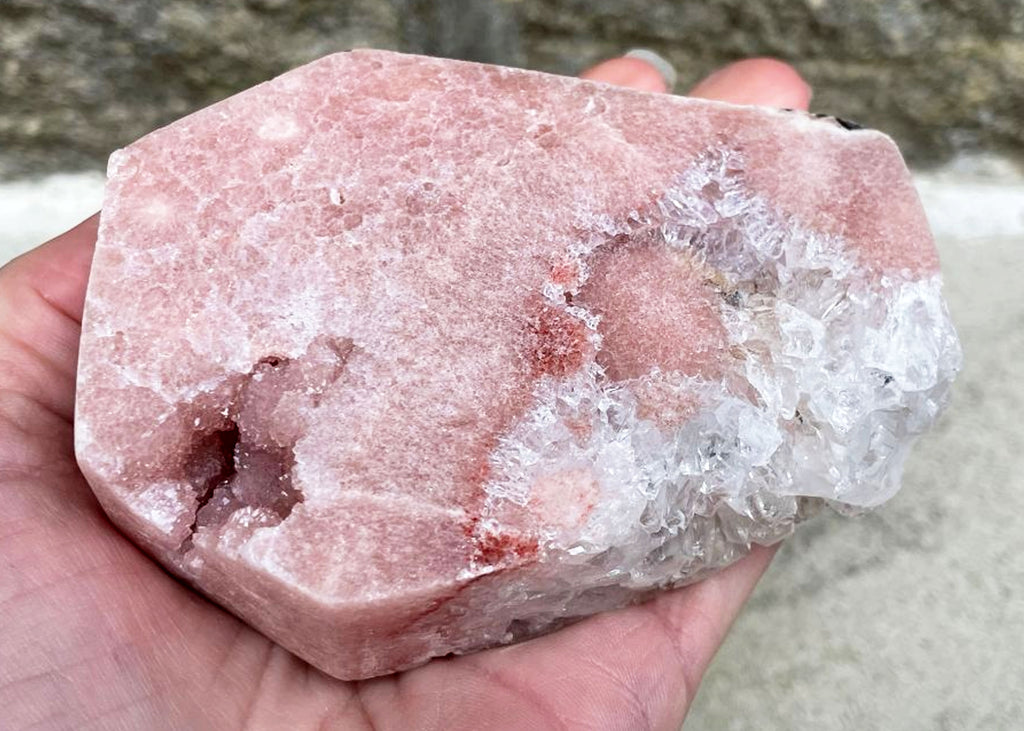 Carved And Polished Druzy Pink Amethyst Coffin