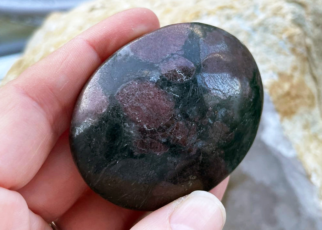 Garnet Palm Stone With Rutile Inclusions