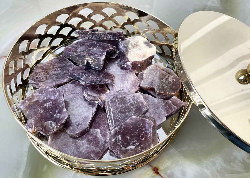 Raw/Rough Lepidolite Mica slices and chunks