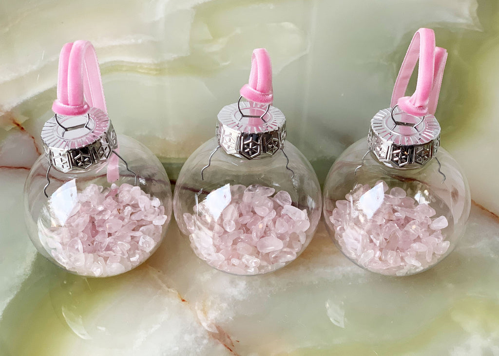 Rose Quartz Crystal Christmas Bauble