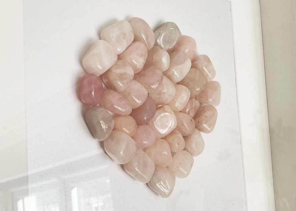 Hand Made Rose Quartz Heart Framed Artwork