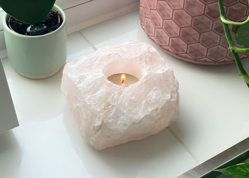 Rose Quartz Candle Holder