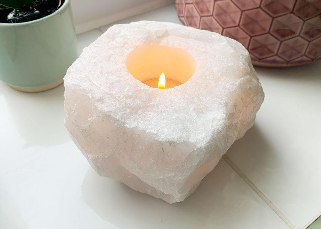 Snow Quartz Candle Holder