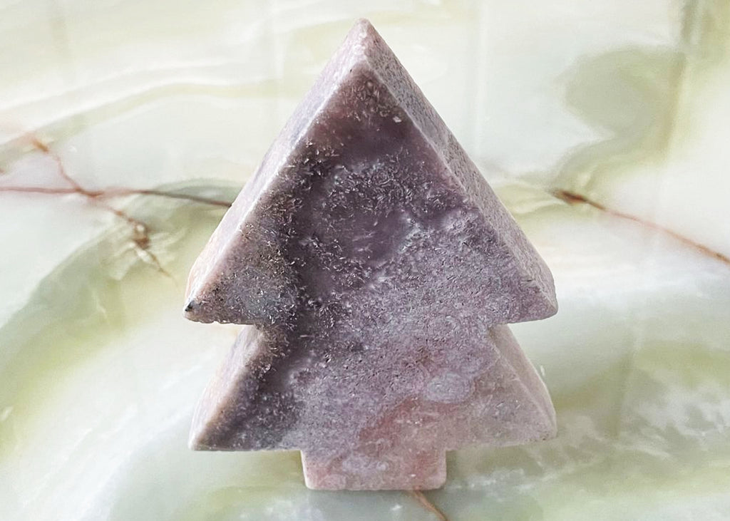 Carved And Polished Druzy Pink Amethyst Christmas Tree