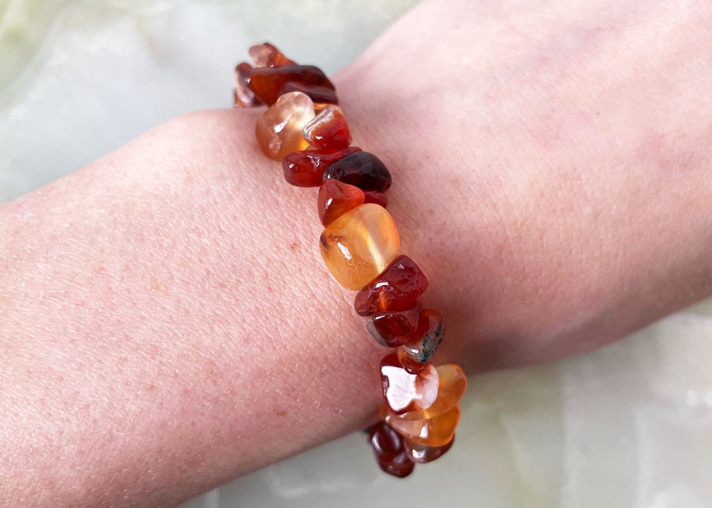 Carnelian Crystal Chip Bracelet